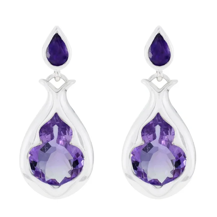 Amethyst Russian Eliza Toi et Moi Stud Purple 925 Silver Earring