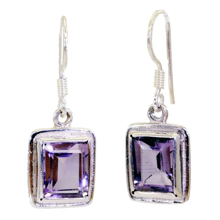 Amethyst Russian Hannah Solitaire Dangle Purple 92.5 Silver Earring