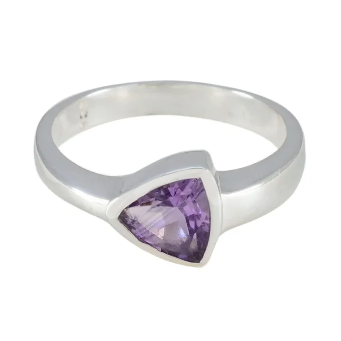 Amethyst Solitaire Australian Silver Purple Gemstone Tiny Heritage Ring Jewellery