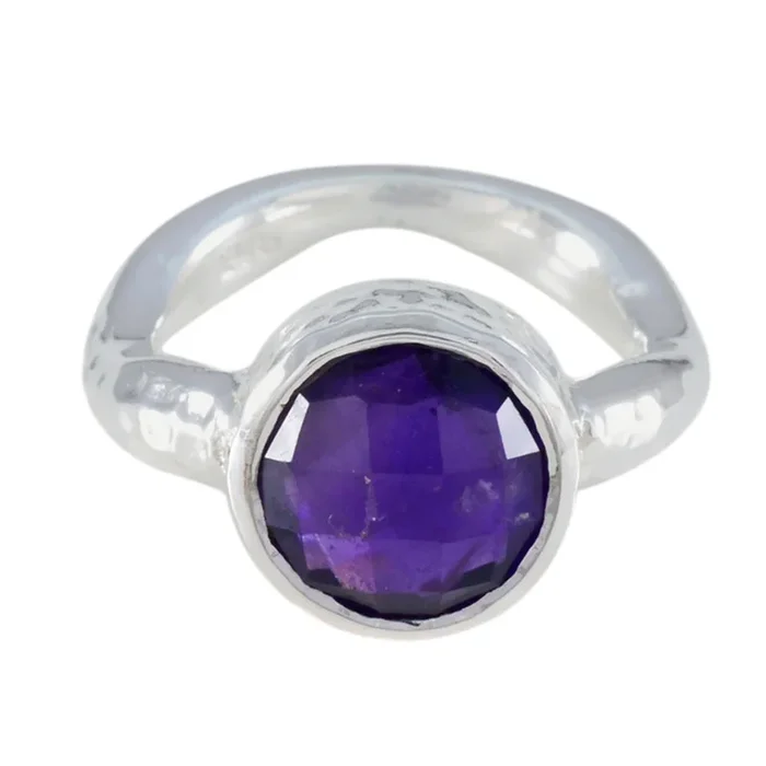 Amethyst Solitaire Egyptian 925 Silver Purple Gemstone Versatile Luxurious Ring Jewellery