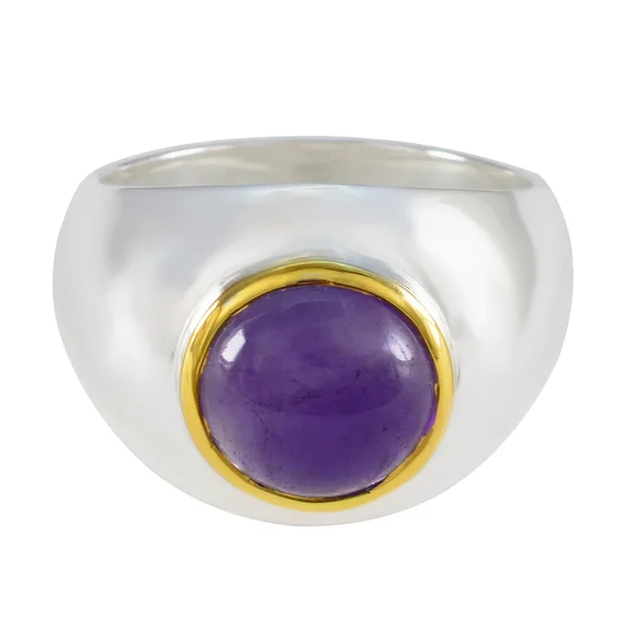 Amethyst Solitaire German Silver Purple Gems Eye-catching Abstract Ring Jewellery