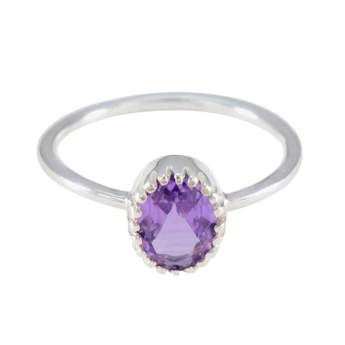 Amethyst Solitaire Japanese 925 Silver Purple Gems Delicate Fairytale Ring Jewellery