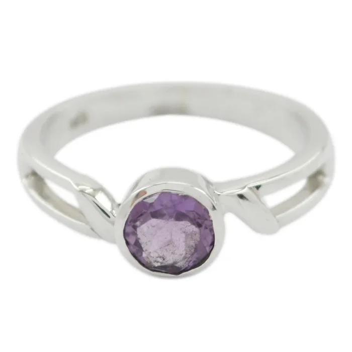 Amethyst Solitaire Japanese 925 Silver Purple Gemstones Whisper-thin Contemporary Ring Jewellery
