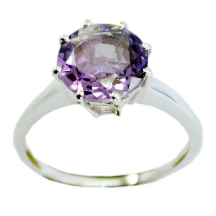 Amethyst Solitaire Korean 925 Silver Purple Gemstones Whisper-thin Feminine Ring Jewellery