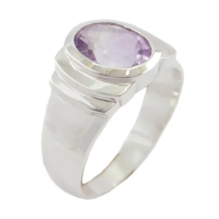 Amethyst Solitaire Moroccan Silver Purple Gemstones Eye-catching Love Ring Jewellery