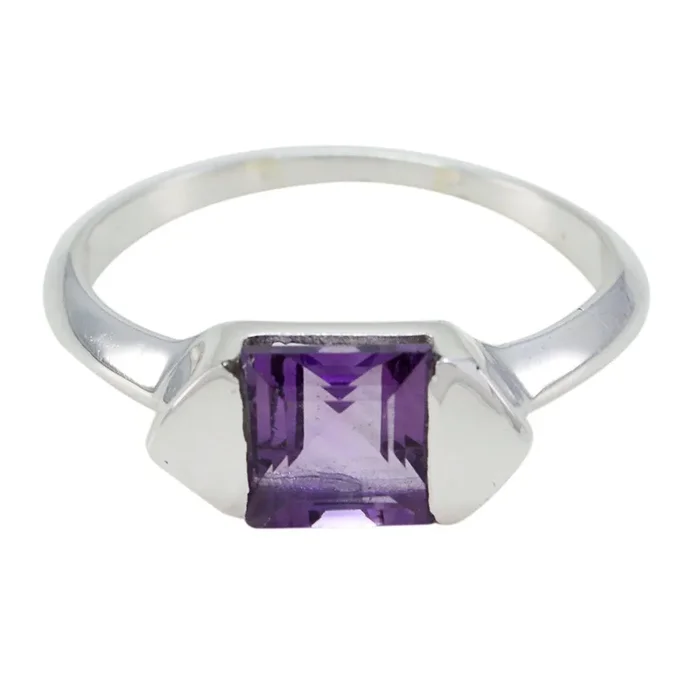 Amethyst Solitaire Turkish 92.5 Silver Purple Gems Whisper-thin Graceful Ring Jewelry