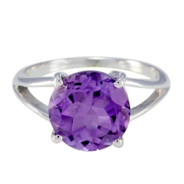 Amethyst Solitaire Turkish 925 Sterling Silver Purple Gemstones Whisper-thin Graceful Ring Jewellery
