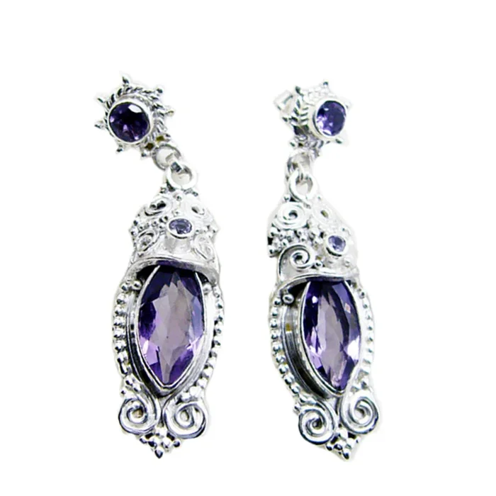 Amethyst Spanish Abigail multiple Stud Purple 92.5 Silver Earring