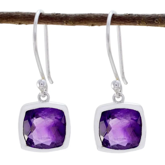 Amethyst Spanish Josephine Solitaire Dangle Purple 925 Silver Earring