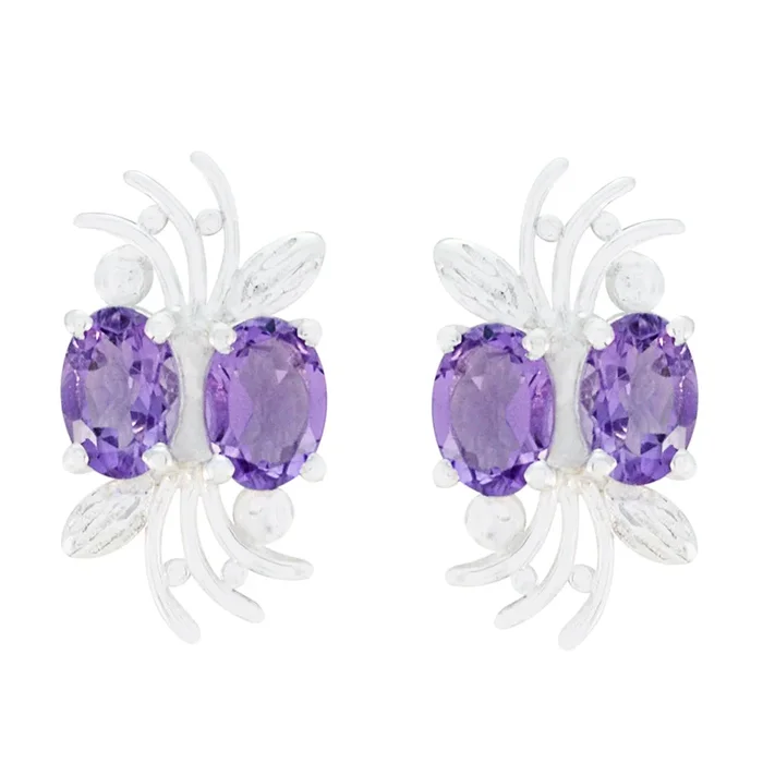 Amethyst Spanish Layla multiple Stud Purple Sterling Silver Earring