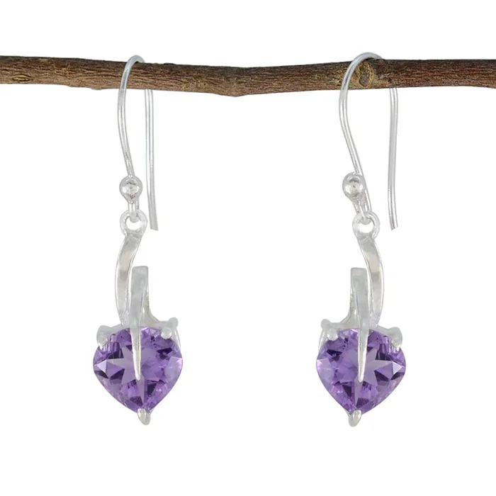 Amethyst Spanish Natalie Solitaire Dangle Purple Sterling Silver Earring