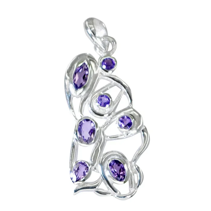 Amethyst Statement Egyptian Sterling Silver multiple Olivia valentine Purple Pendant Jewellery