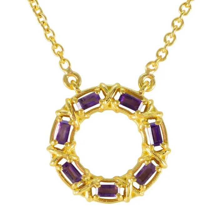 Amethyst Statement Turkish 92.5 Silver Hepta Yasmine Feminine Purple Pendant Jewellery