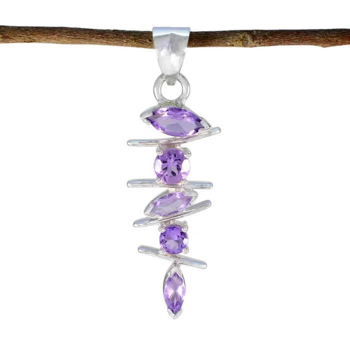 Amethyst Tiny American Silver Penta Andrea Luxurious Purple Pendant Jewelry