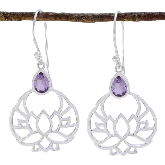 Amethyst Turkish Isabel Solitaire Dangle Purple 92.5 Silver Earring