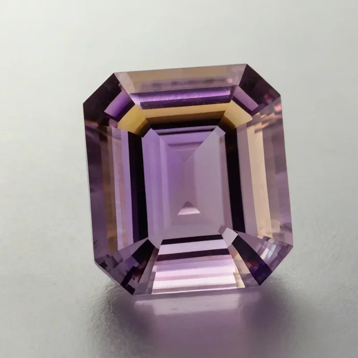 Ametrine 1PC Large 10×12 MM Emerald Faceted Multicolor Polished Semi Precious Loose Gems