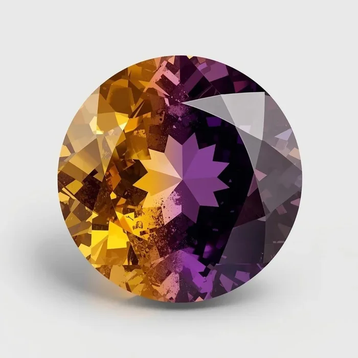 Ametrine 1PC Large 11×11 MM Round Faceted Multicolor Fine Semi Precious Loose Gemstone