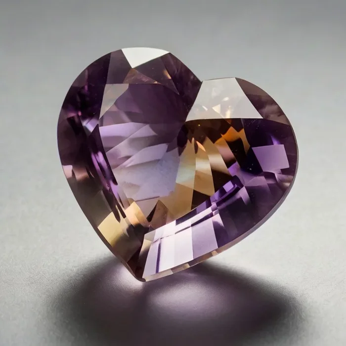 Ametrine 1PC Medium 9×9 MM Heart Faceted Multicolor Lustrous Semi Precious Gems
