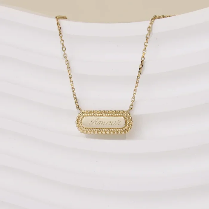 Amore necklace stylised medal to engrave gold-plated