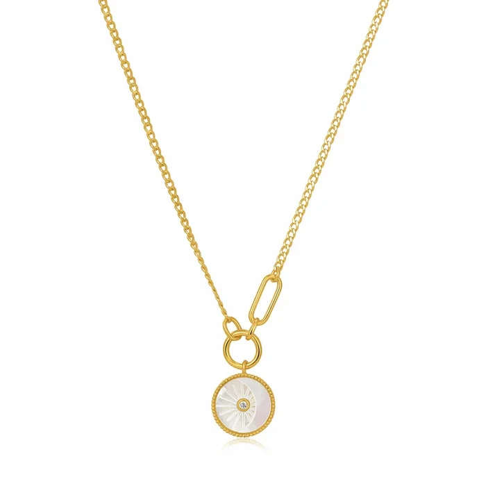 Ania Haie Gold Plated Sterling Silver Wild Soul Compas Emblem Figaro Chain