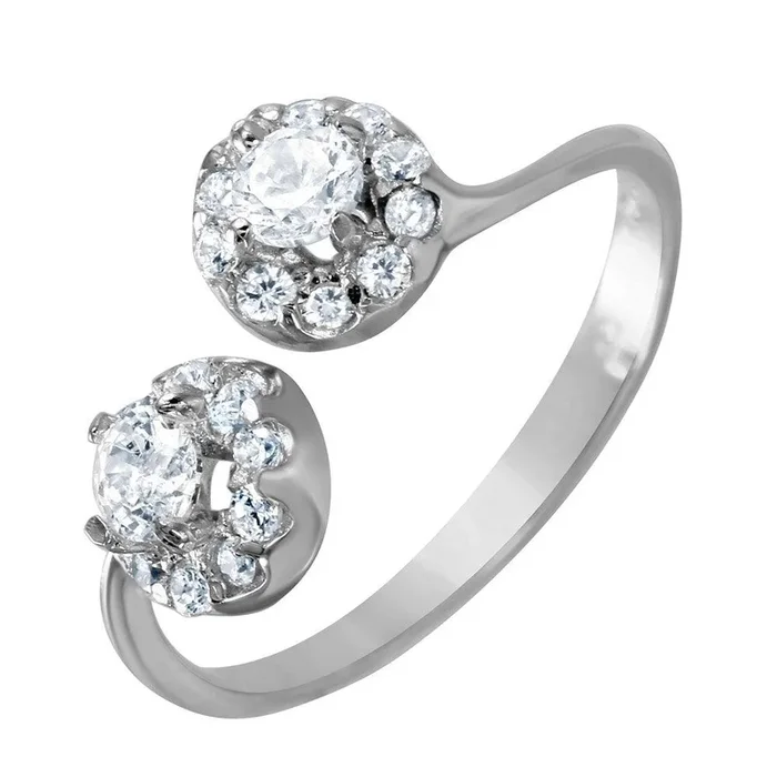 Anillo abierto con circonita cúbica chapada en rodio de plata 925 – BGR00962