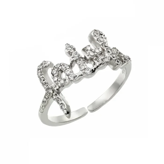 Anillo ajustable Faith con circonita transparente chapada en rodio de plata 925 – BGR00884