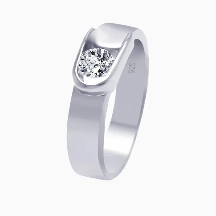 Anillo con hebilla de cinturón con circonita cúbica chapada en rodio de plata 925 – AAR0026