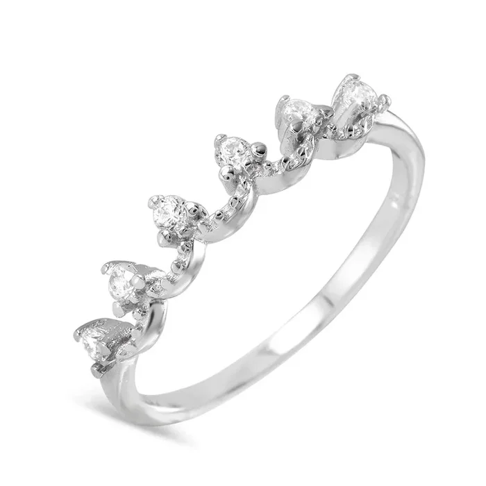 Anillo CZ ajustable abierto chapado en rodio de plata 925 – BGR00961