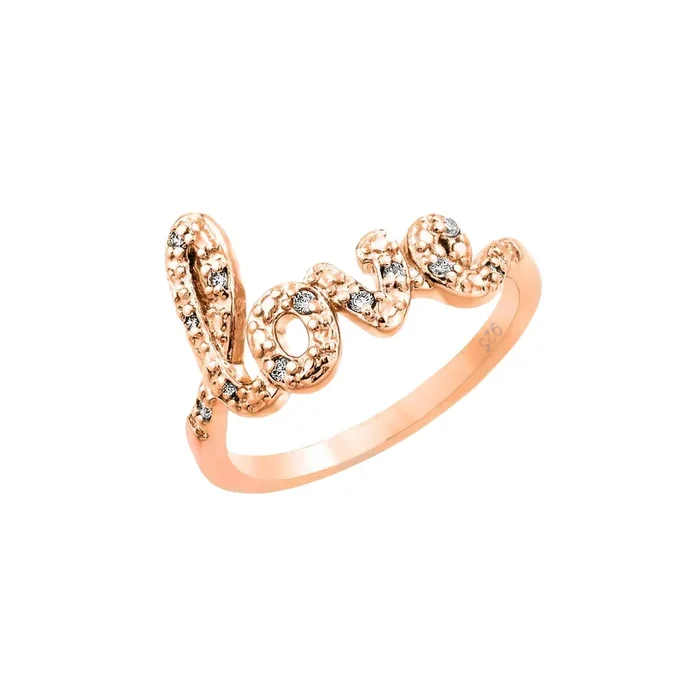 Anillo de amor con circonita transparente chapado en oro rosa de plata 925 – BGR00787RGP