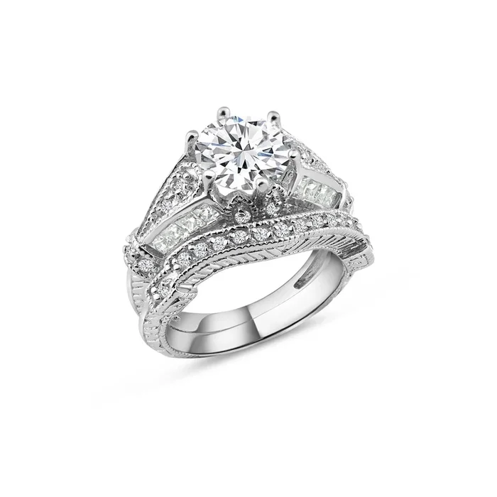 Anillo de boda nupcial en plata de ley 925 rodiada con circonitas cúbicas transparentes – BGR00377