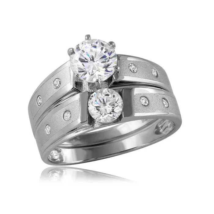 Anillo de bodas con acabado mate chapado en rodio en plata 925 – GMR00114