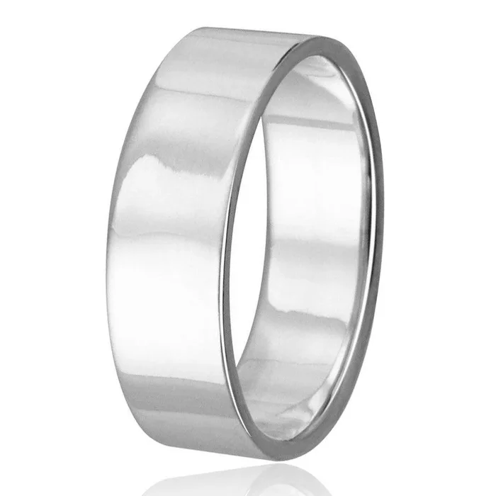 Anillo de bodas plano de plata de ley 925 pulida – RING02-6MM