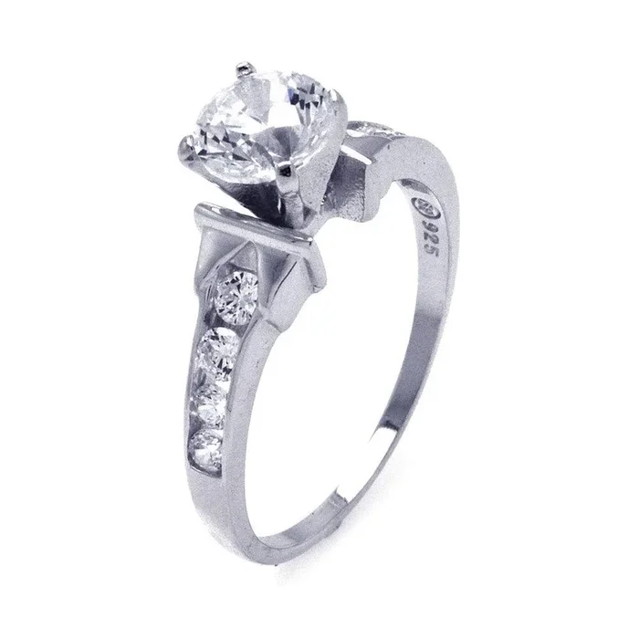 Anillo de compromiso con circonita cúbica chapada en rodio en plata 925 – STR00787