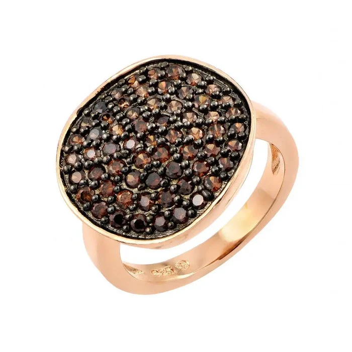 Anillo de disco plano con pavé de circonitas de colores chapado en rodio negro y oro rosa de plata 925 – BGR00764