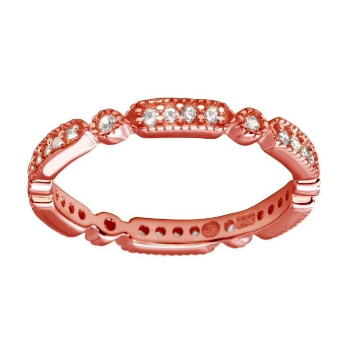 Anillo de eternidad con circonitas cúbicas en plata de ley 925 bañada en oro rosa – BGR01186RGP