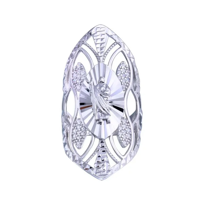 Anillo de filigrana de circonitas de San Judas Tadeo en plata de ley 925 rodiada – GMR00336