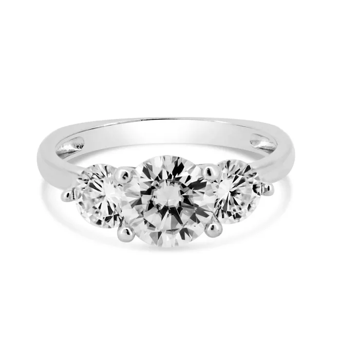 Anillo de moissanita “Pasado, Presente y Futuro” en plata de ley 925 rodiada – MGMR00001