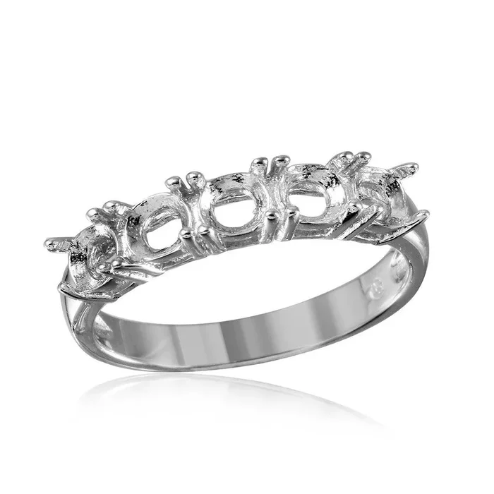 Anillo de montaje de 5 piedras chapado en rodio de plata 925 – BGR00487