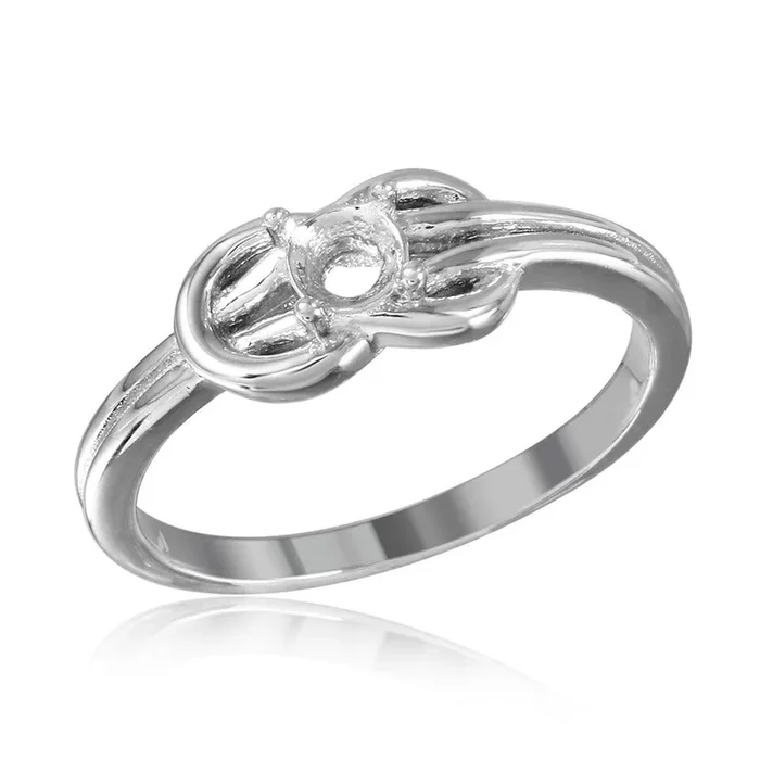 Anillo de montaje de piedra única de doble nudo chapado en rodio de plata 925 – BGR01015