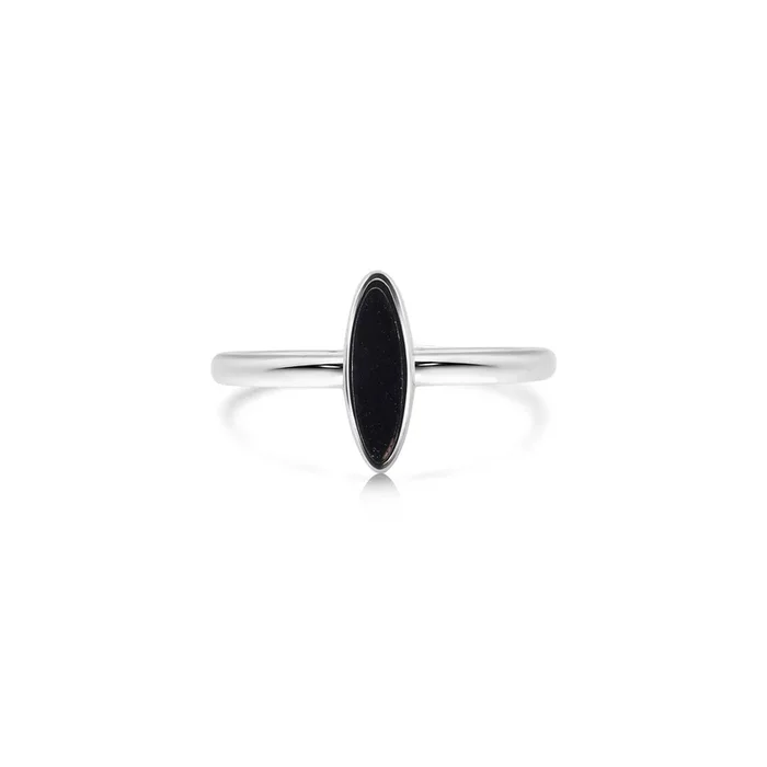 Anillo de ojo de gato de ónix negro en plata de ley 925 rodiada – BGR01370