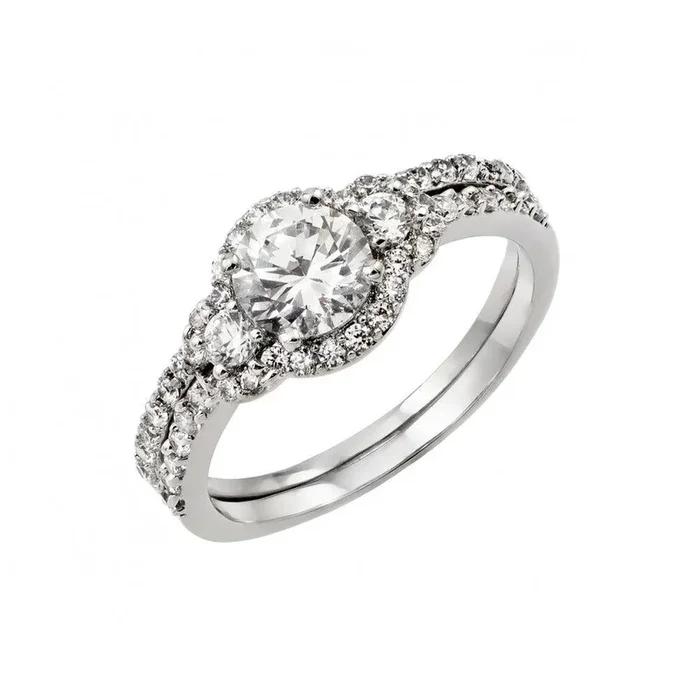 Anillo de plata 925 chapado en rodio pasado presente futuro racimo – BGR00896