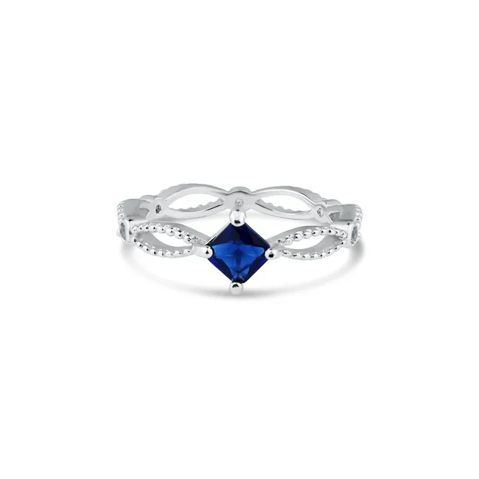 Anillo de plata de ley 925 rodiada con circonita azul marquesa – BGR01362BLU