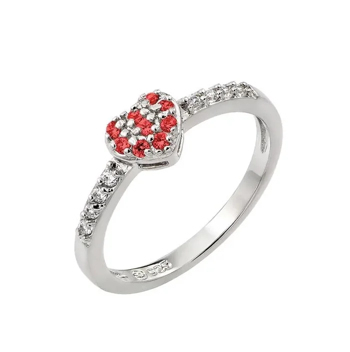 Anillo de plata de ley 925 rodiada con circonitas cúbicas transparentes y piedra de nacimiento de julio – BGR00784JUL