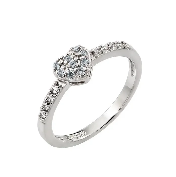 Anillo de plata de ley 925 rodiada con circonitas cúbicas transparentes y piedra de nacimiento de marzo – BGR00784MAR