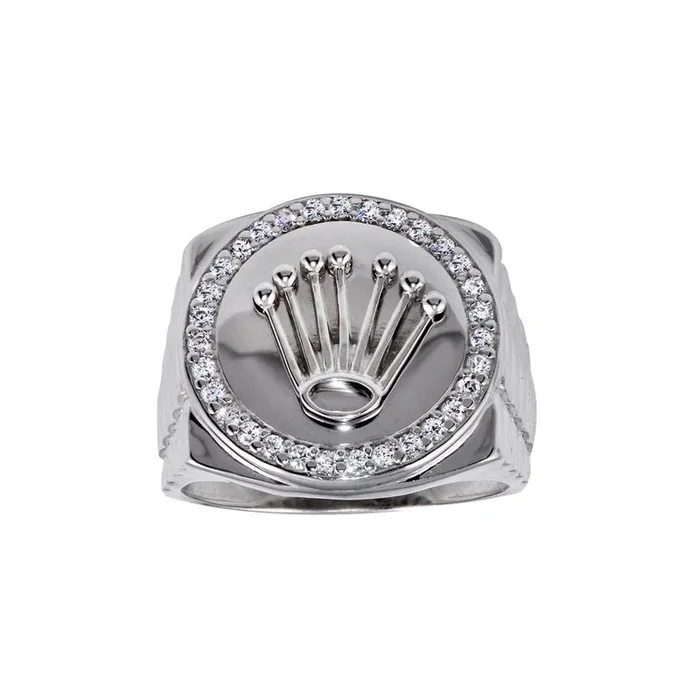 Anillo de plata de ley 925 rodiada con circonitas y corona de disco – GMR00310