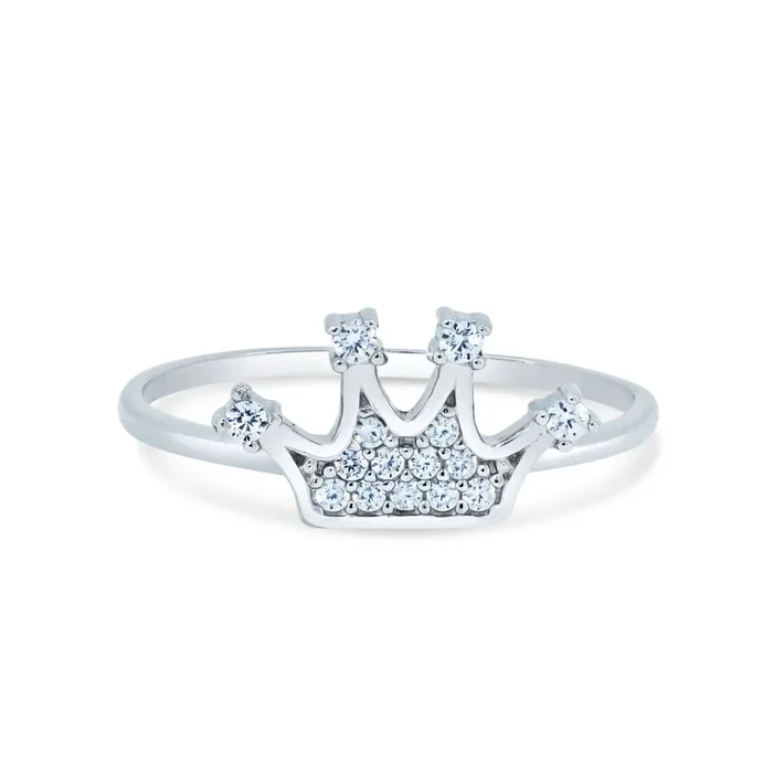 Anillo de plata de ley 925 rodiada con circonitas y diseño de corona – GMR00373