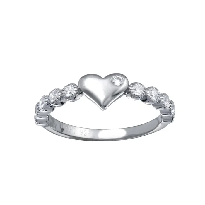 Anillo de plata de ley 925 rodiada con circonitas y forma de corazón – STR01164