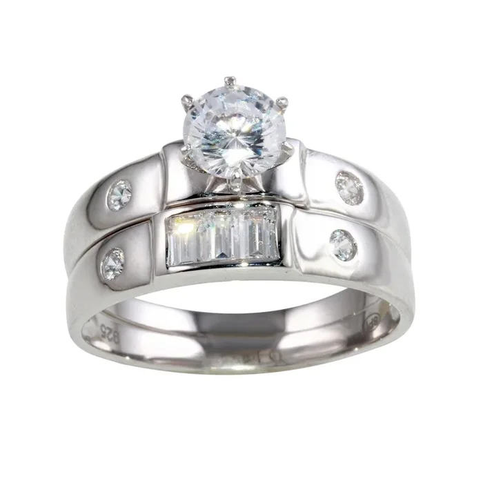 Anillo de plata de ley 925 rodiada con doble circonita – GMR00118