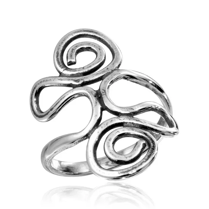 Anillo envolvente de plata de ley 925 pulida con espirales – CR00750