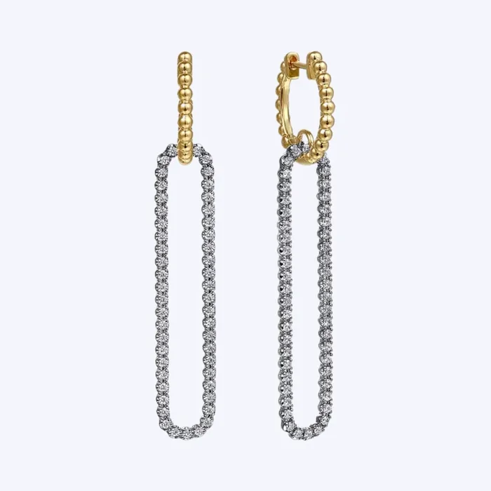 April 2-Tone Huggie Drop Earrings
